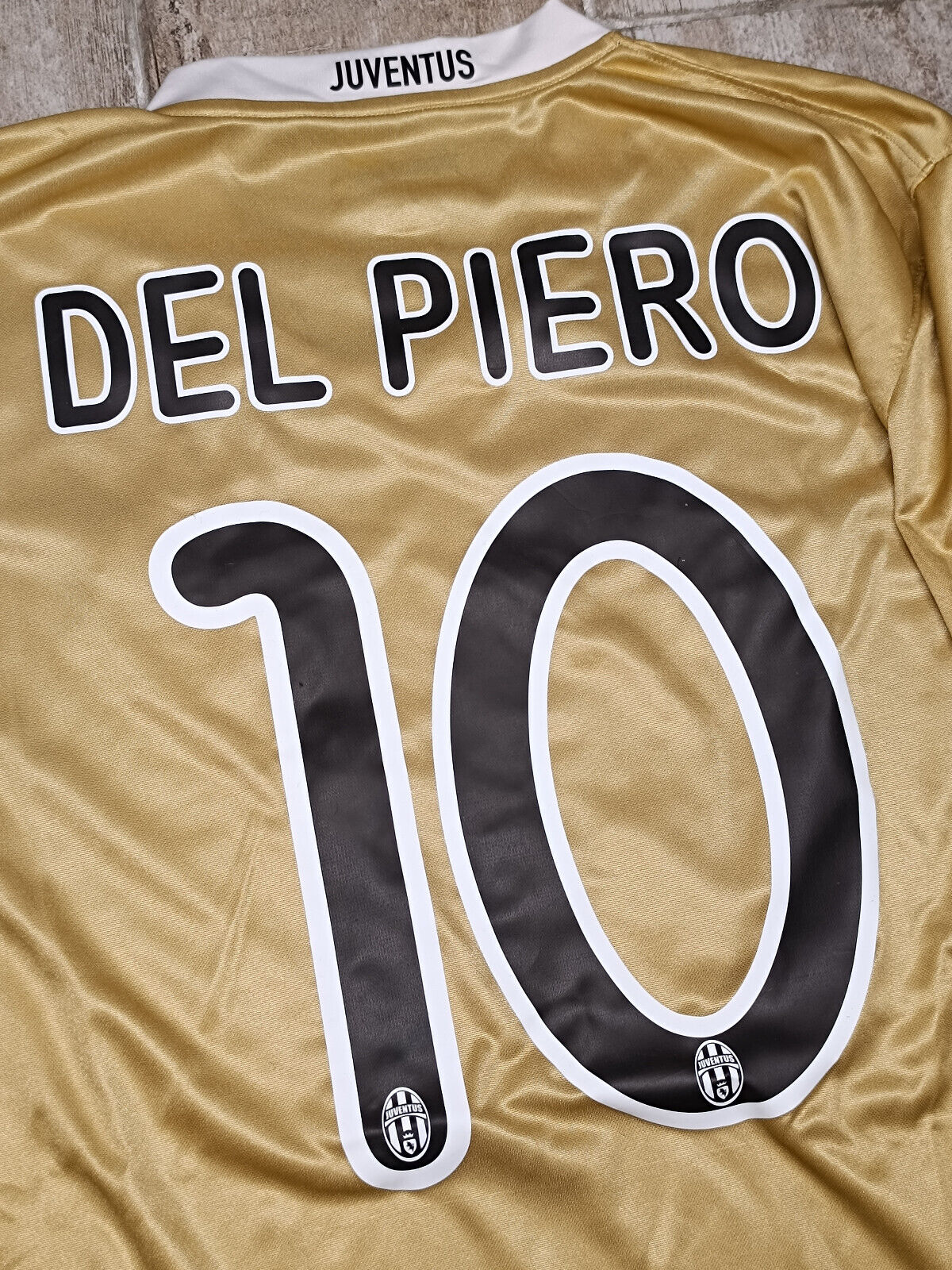 maglia calcio vintage Juventus Del Piero Champions League 2008 away oro XXL