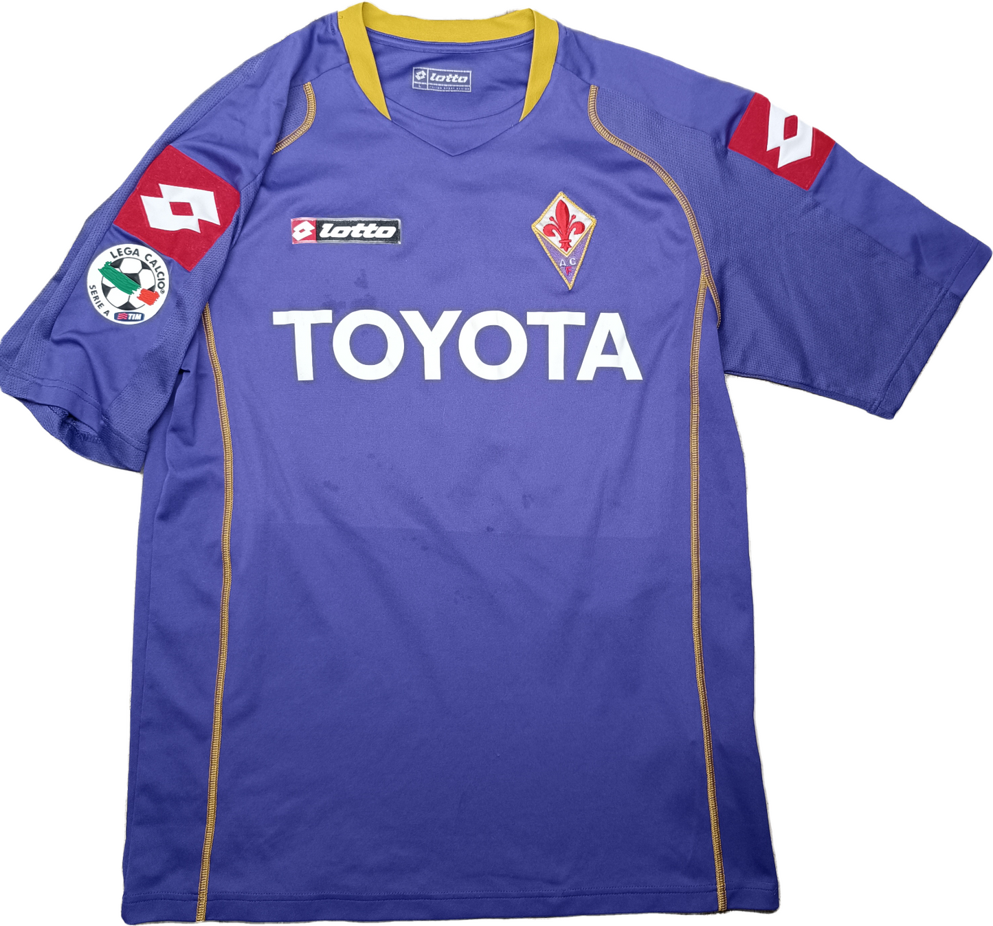 maglia calcio Fiorentina vintage MUTU Lotto TOYOTA 2008 2009 L Serie A jersey