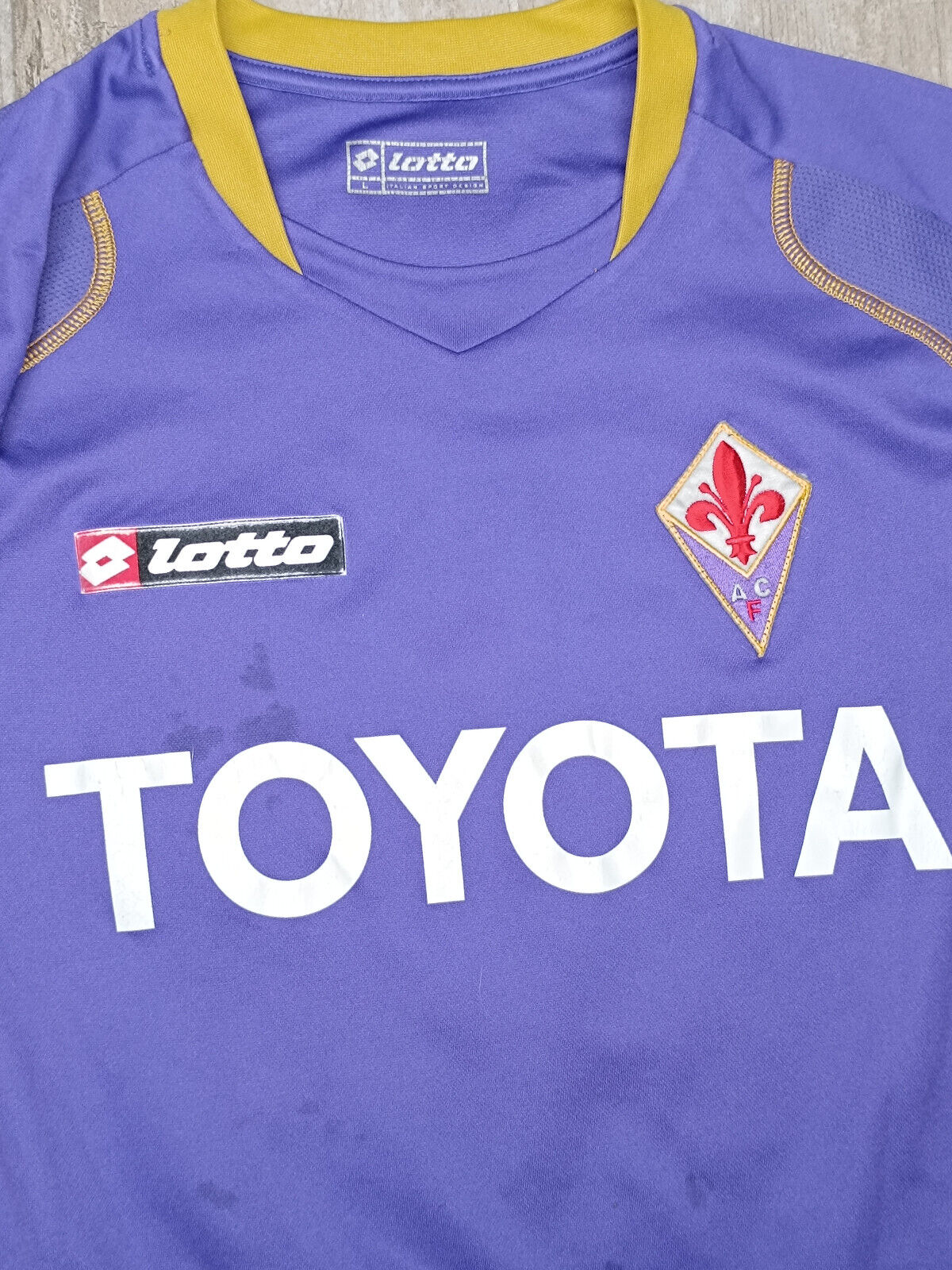 maglia calcio Fiorentina vintage MUTU Lotto TOYOTA 2008 2009 L Serie A jersey