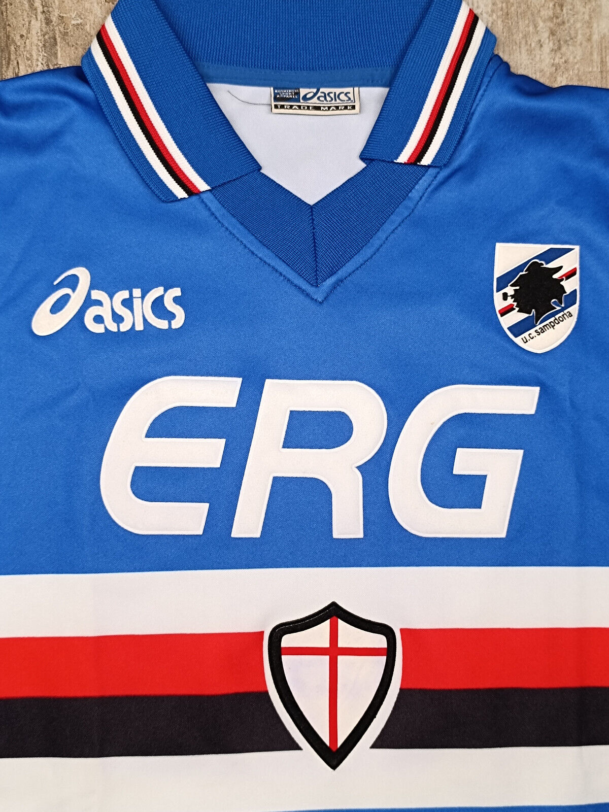 maglia match worn calcio Sampdoria FLACHI 2003 2004 ERG Asics shirt