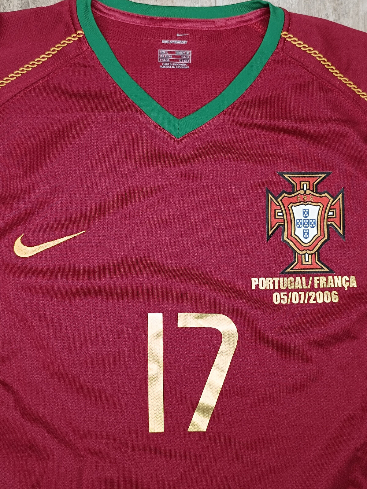 maglia calcio vintage Cristiano Ronaldo Portugal World Cup 2006 vs FRANCE Nike