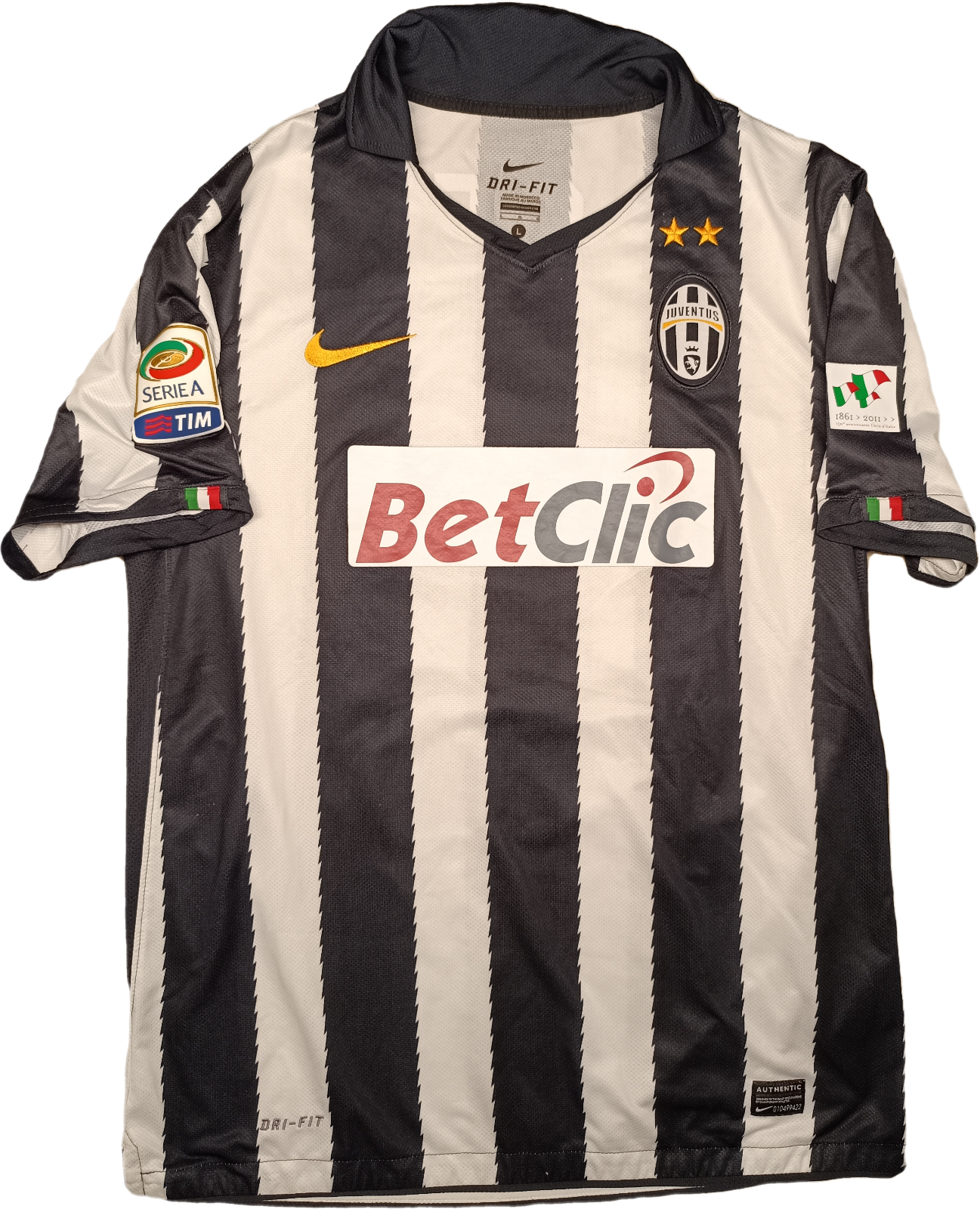 maglia calcio vintage Del Piero Juventus 2010 2011 Serie A Nike BetClic 150 anni