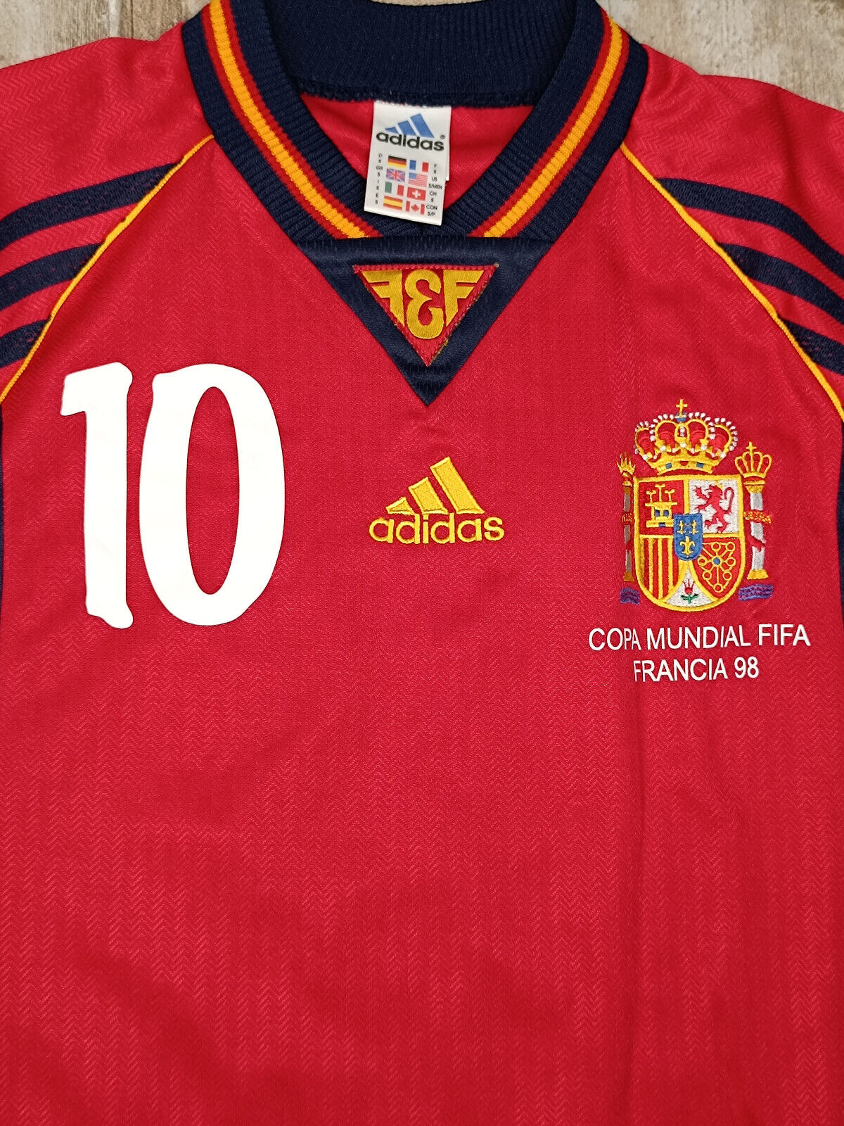 maglia calcio Spagna vintage RAUL #10 World Cup 1998 camiseta Adidas