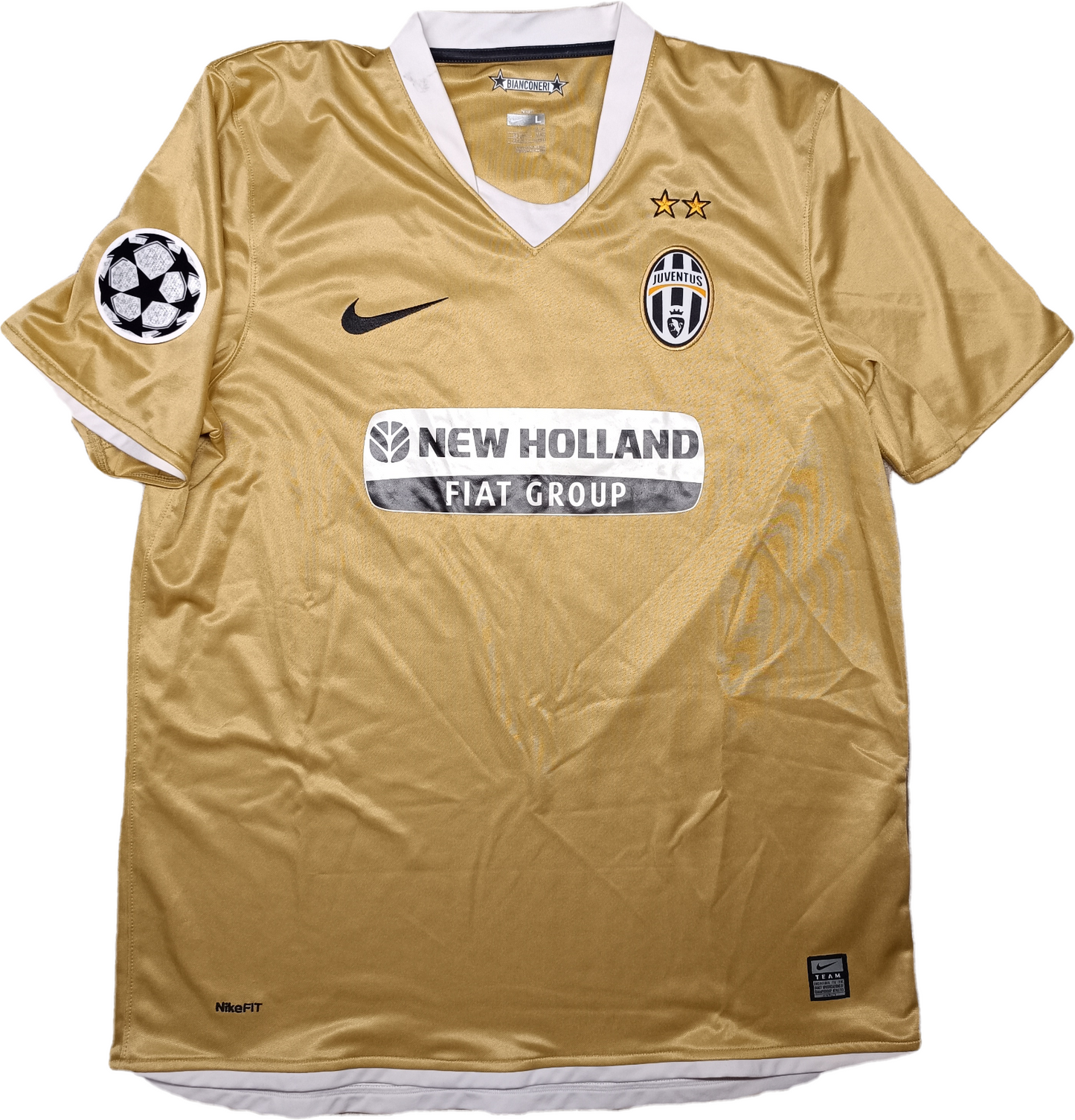 maglia calcio vintage Juventus Del Piero Champions League 2008 away oro L