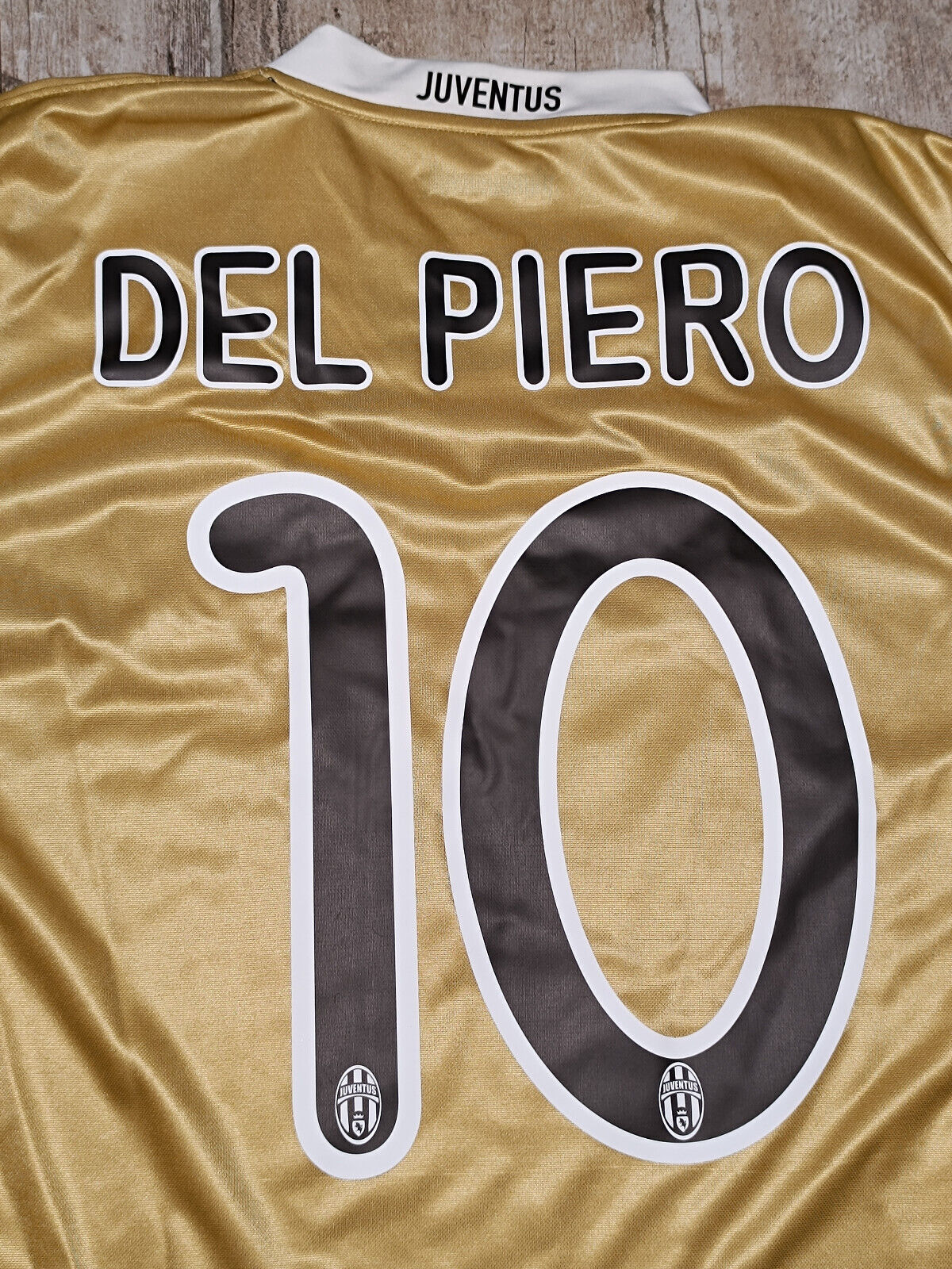 maglia calcio vintage Juventus Del Piero Champions League 2008 away oro L