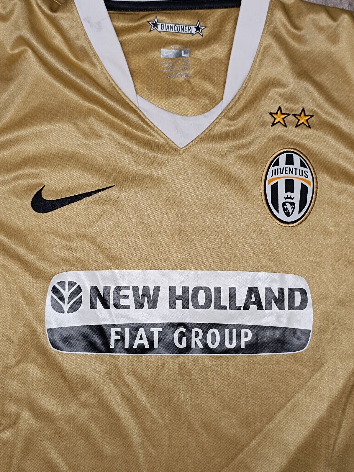 maglia calcio vintage Juventus Del Piero Champions League 2008 away oro L