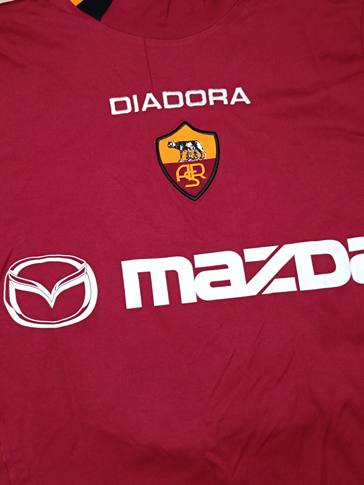 maglia calcio vintage AS Roma De Rossi #27 Mazda Diadora 2003 2004 Home M