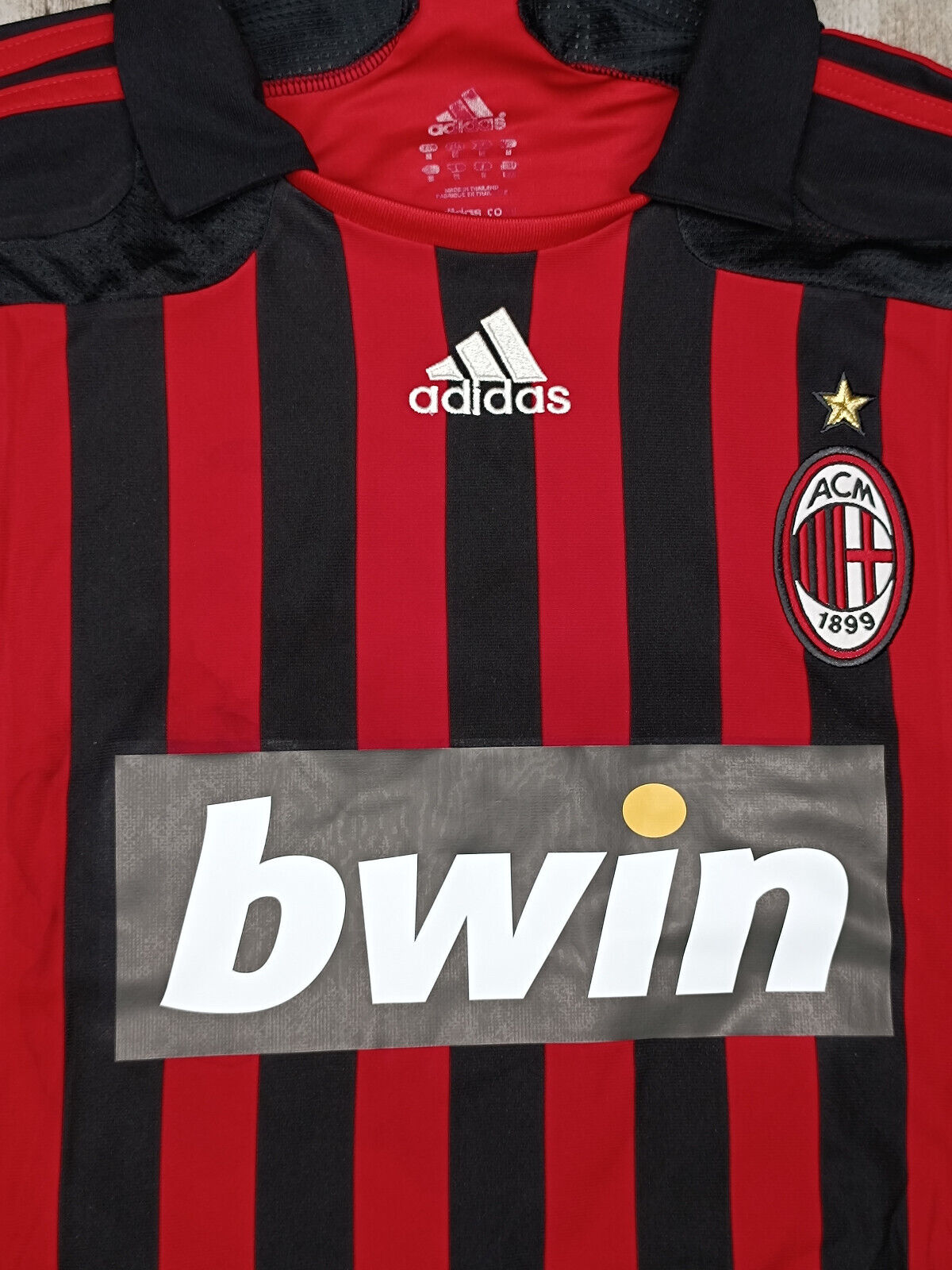 maglia calcio vintage AC Milan RONALDO 2007 2008 Bwin Adidas Climacool