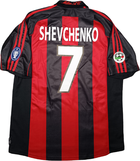 maglia calcio vintage AC Milan SHEVCHENKO Opel 2000 2001 home shirt jersey L