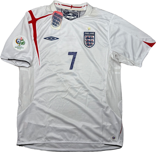 Maglia calcio vintage England Beckham Inghilterra Home World Cup 2006 *NEW*
