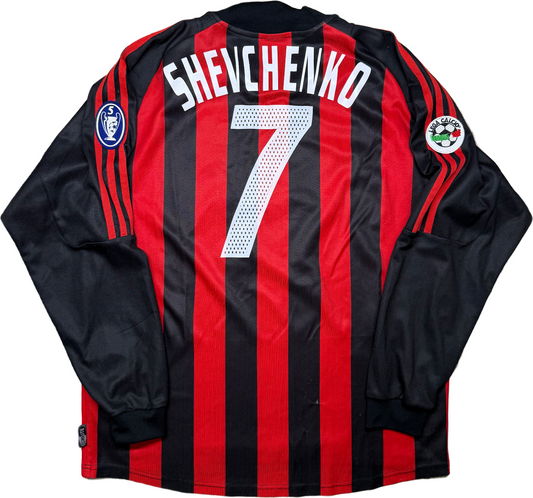 maglia calcio vintage AC Milan Shevchenko Adidas 2002 2003 Opel Climalite XL