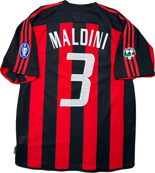 maglia calcio vintage Maldini AC Milan Adidas 2003 2004 Meriva shirt