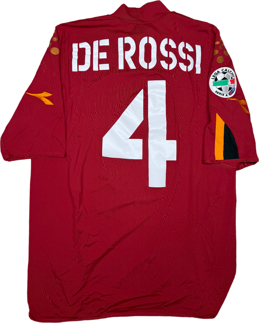 maglia calcio vintage AS Roma De Rossi #4 Mazda Diadora 2004 2005 M