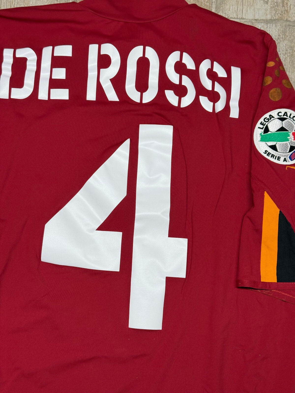 maglia calcio vintage AS Roma De Rossi #4 Mazda Diadora 2004 2005 M