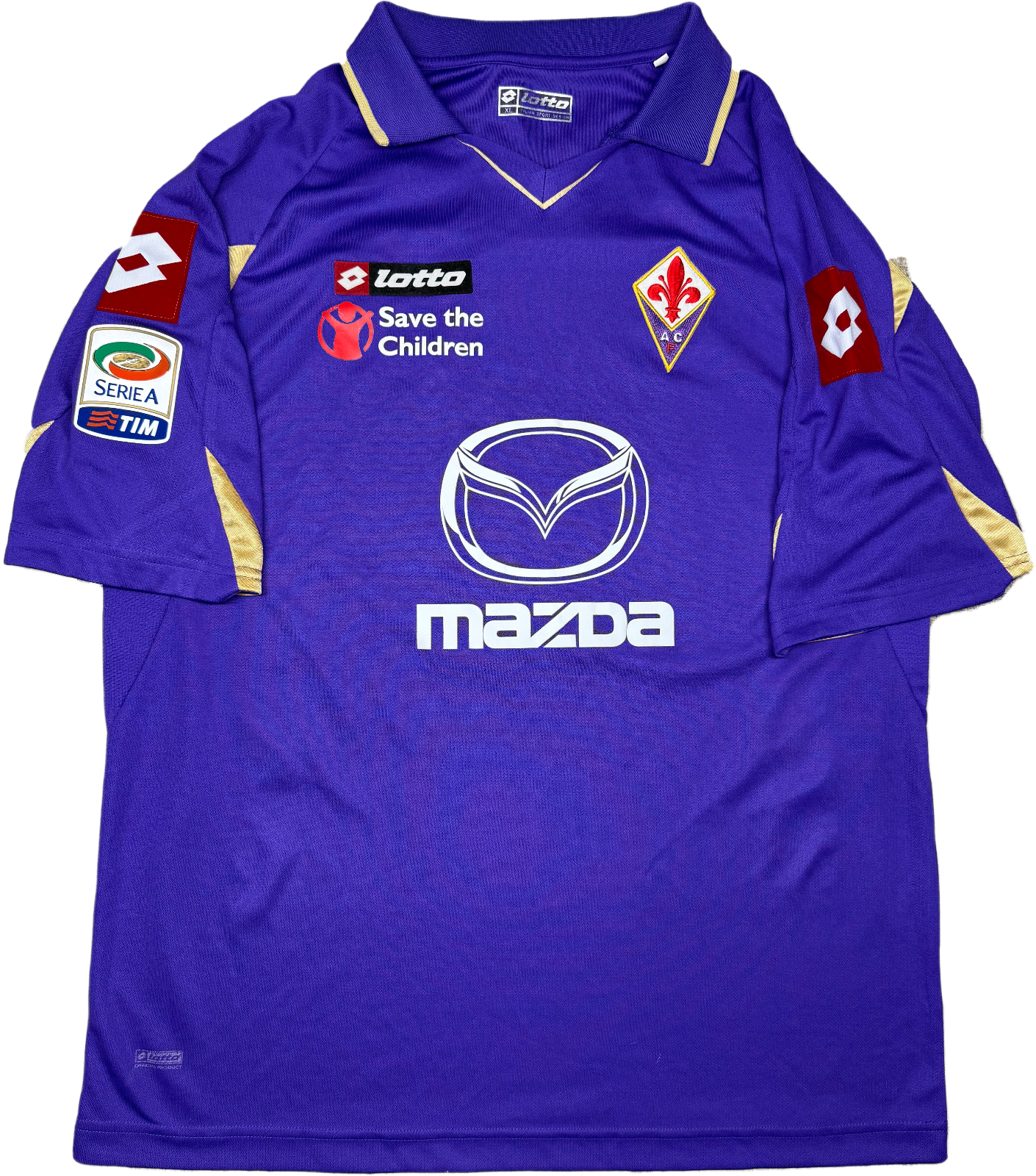 maglia calcio Fiorentina vintage MUTU Lotto Save The Children MAZDA 2010 2011 XL