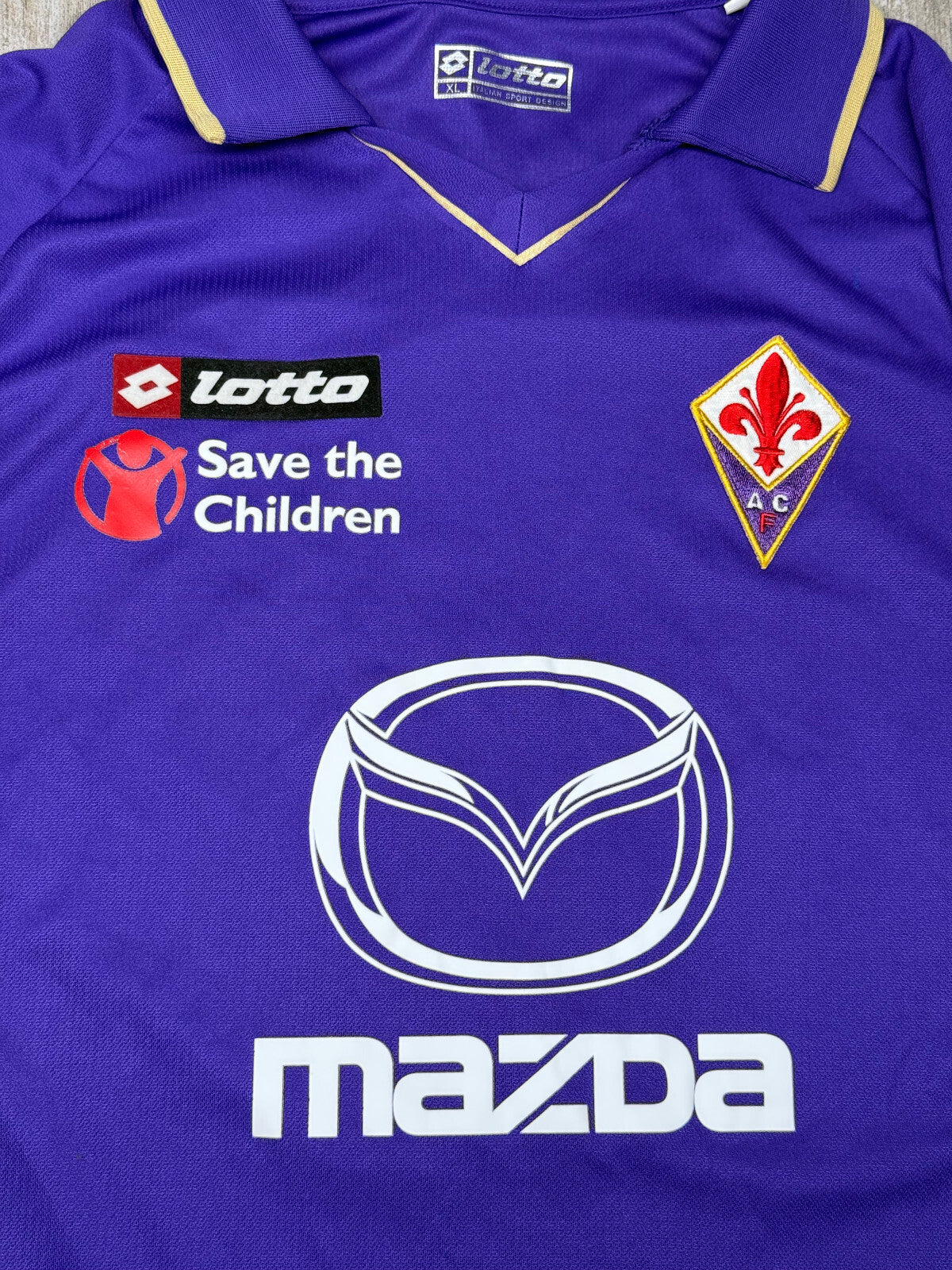maglia calcio Fiorentina vintage MUTU Lotto Save The Children MAZDA 2010 2011 XL