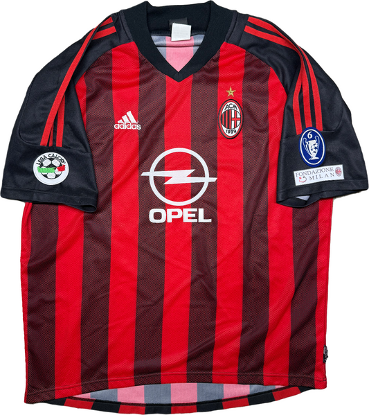 maglia calcio vintage AC Milan Inzaghi Adidas 2002 2003 OPEL Climalite