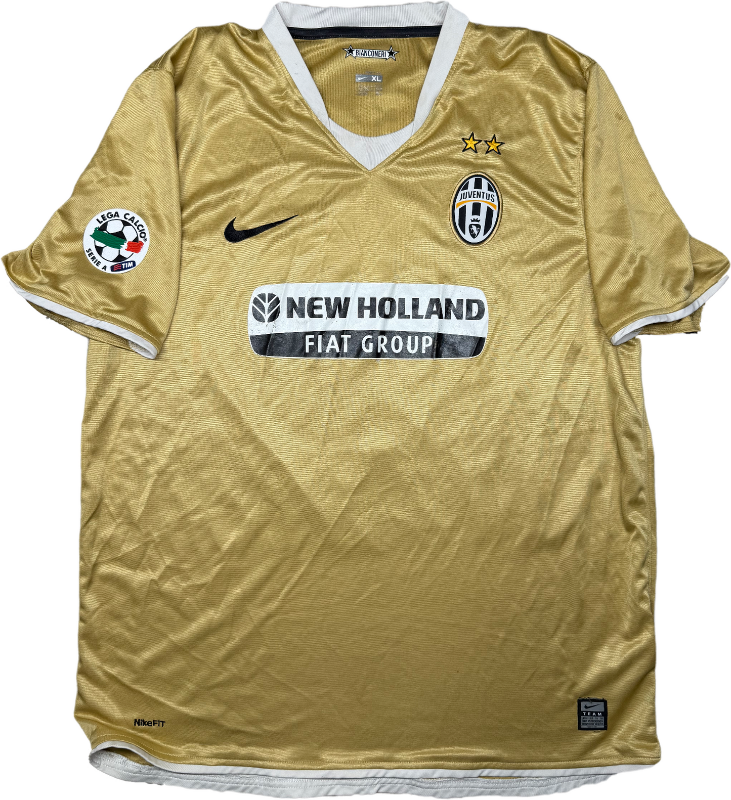 maglia calcio vintage Juventus BUFFON Serie A 2008 2009 away oro XL