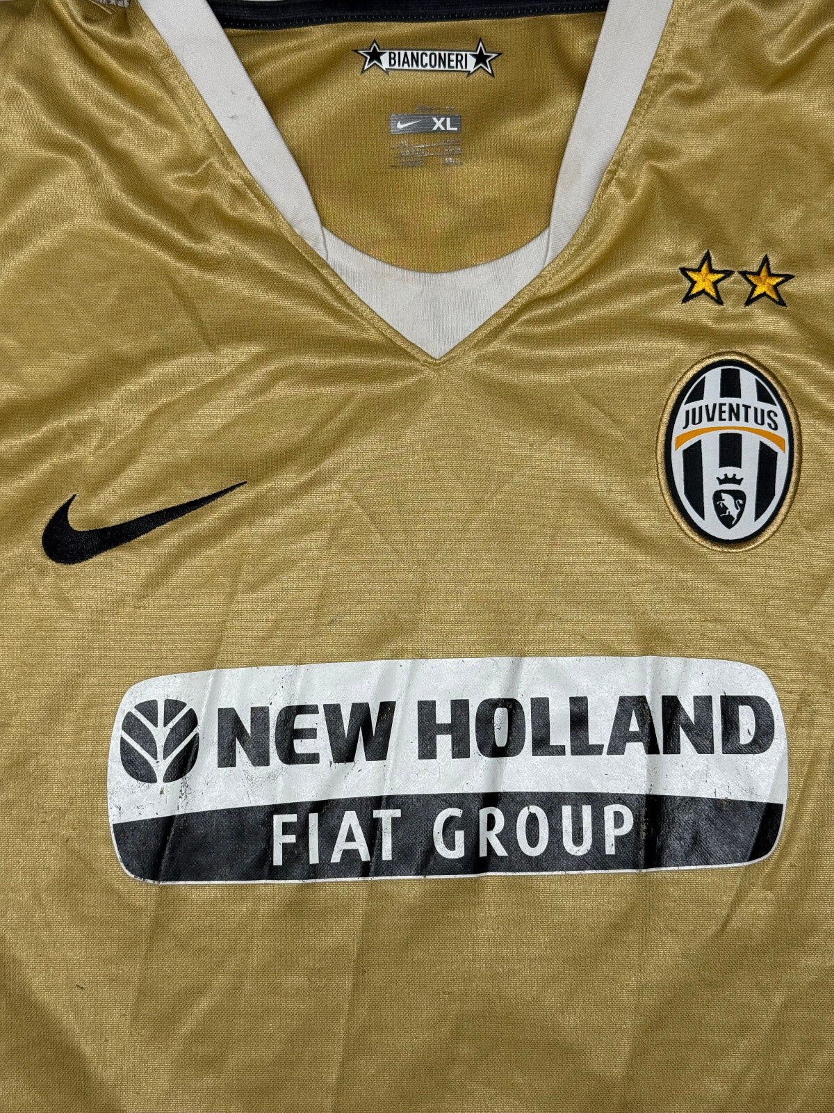 maglia calcio vintage Juventus BUFFON Serie A 2008 2009 away oro XL