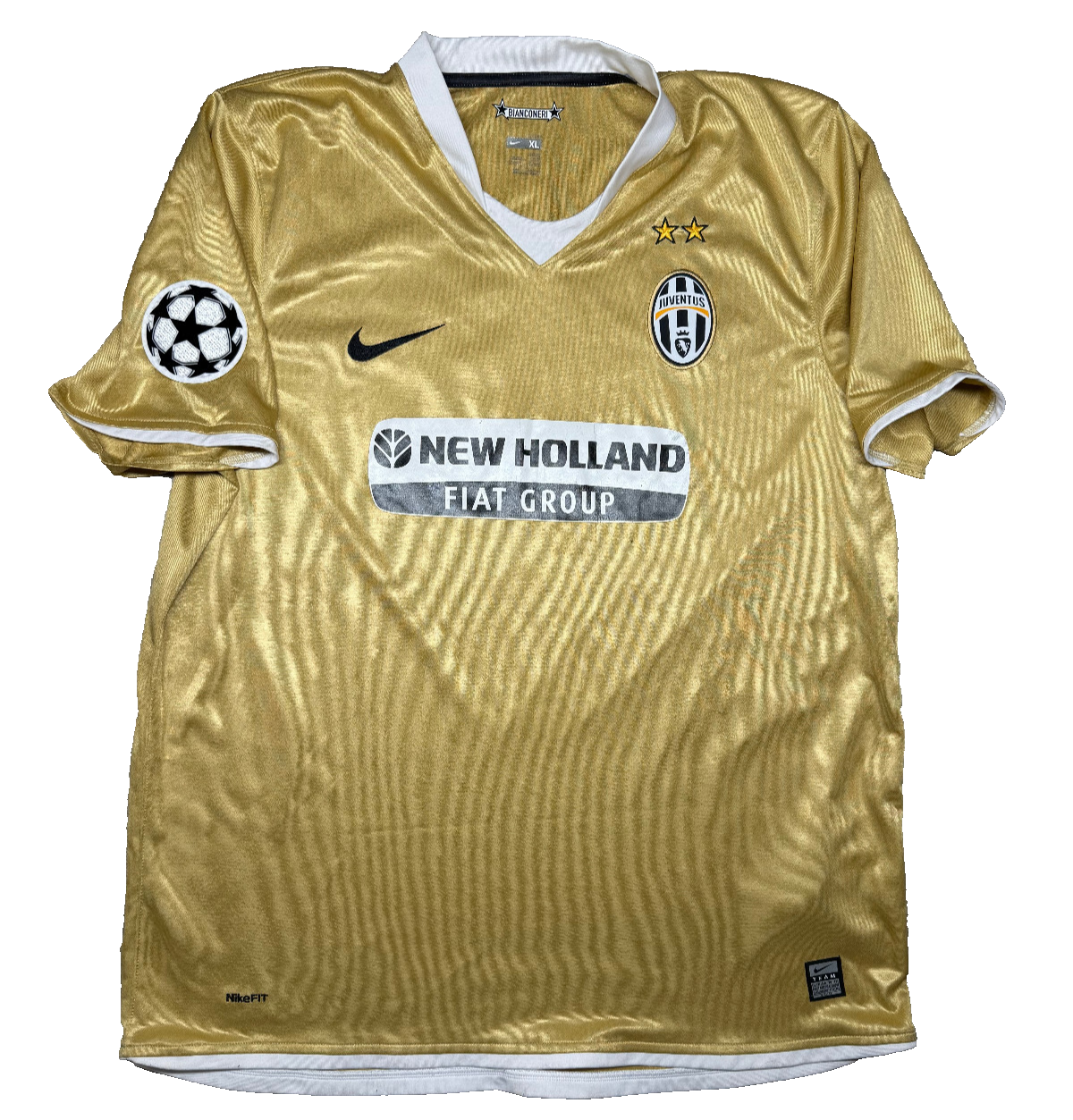 maglia calcio vintage Juventus Del Piero Champions League 2008 away oro XL