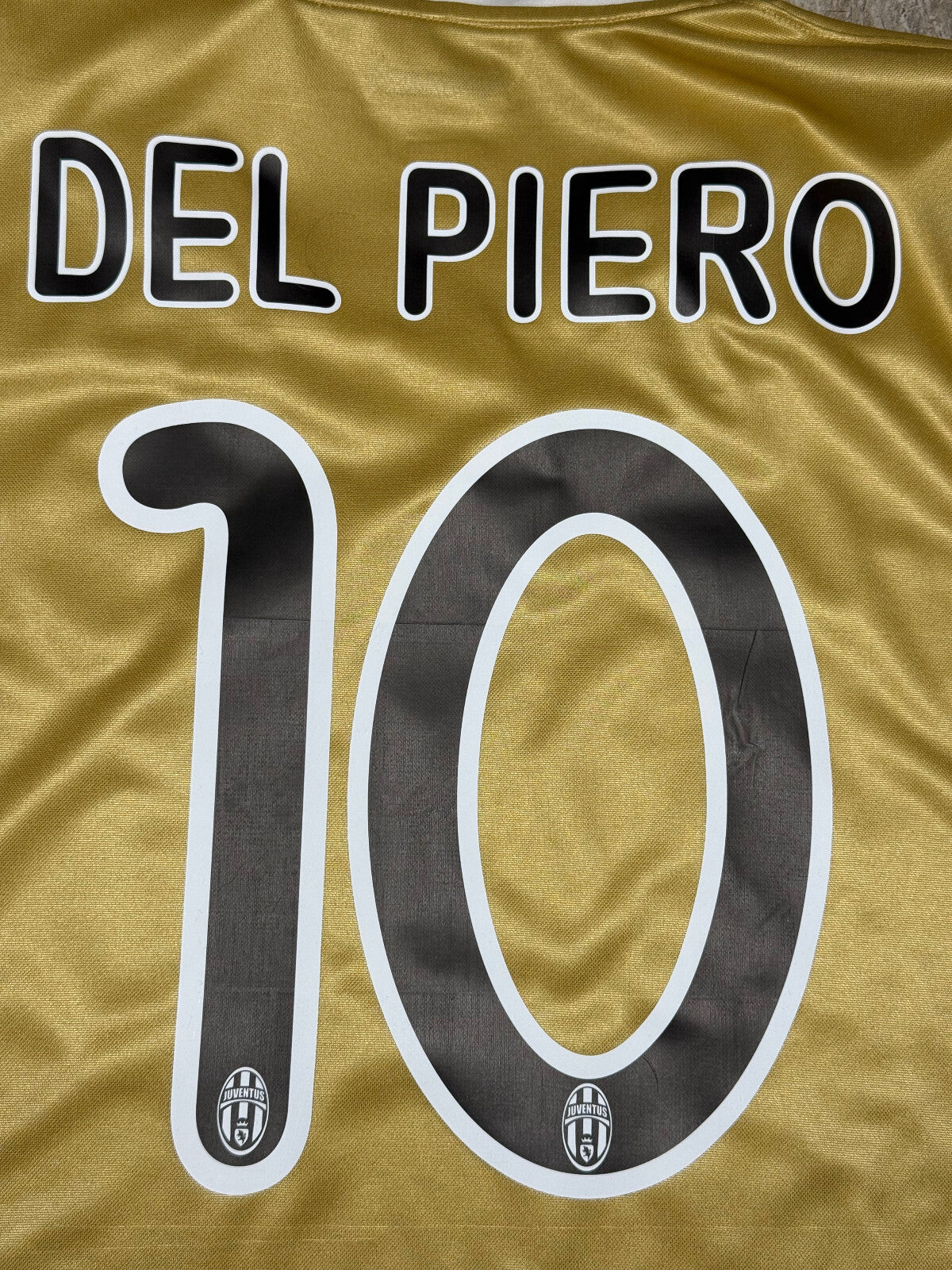 maglia calcio vintage Juventus Del Piero Champions League 2008 away oro XL