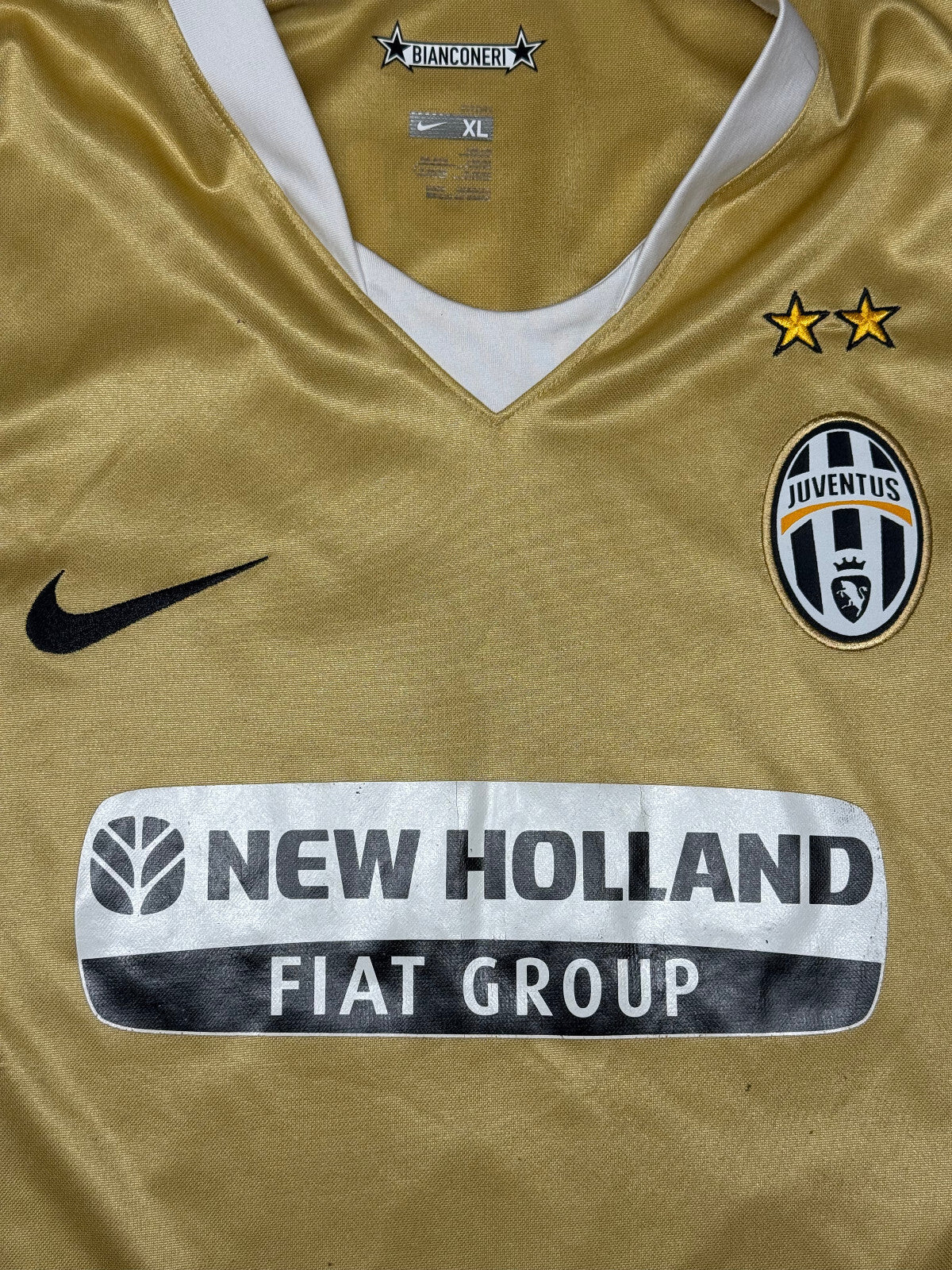 maglia calcio vintage Juventus Del Piero Champions League 2008 away oro XL