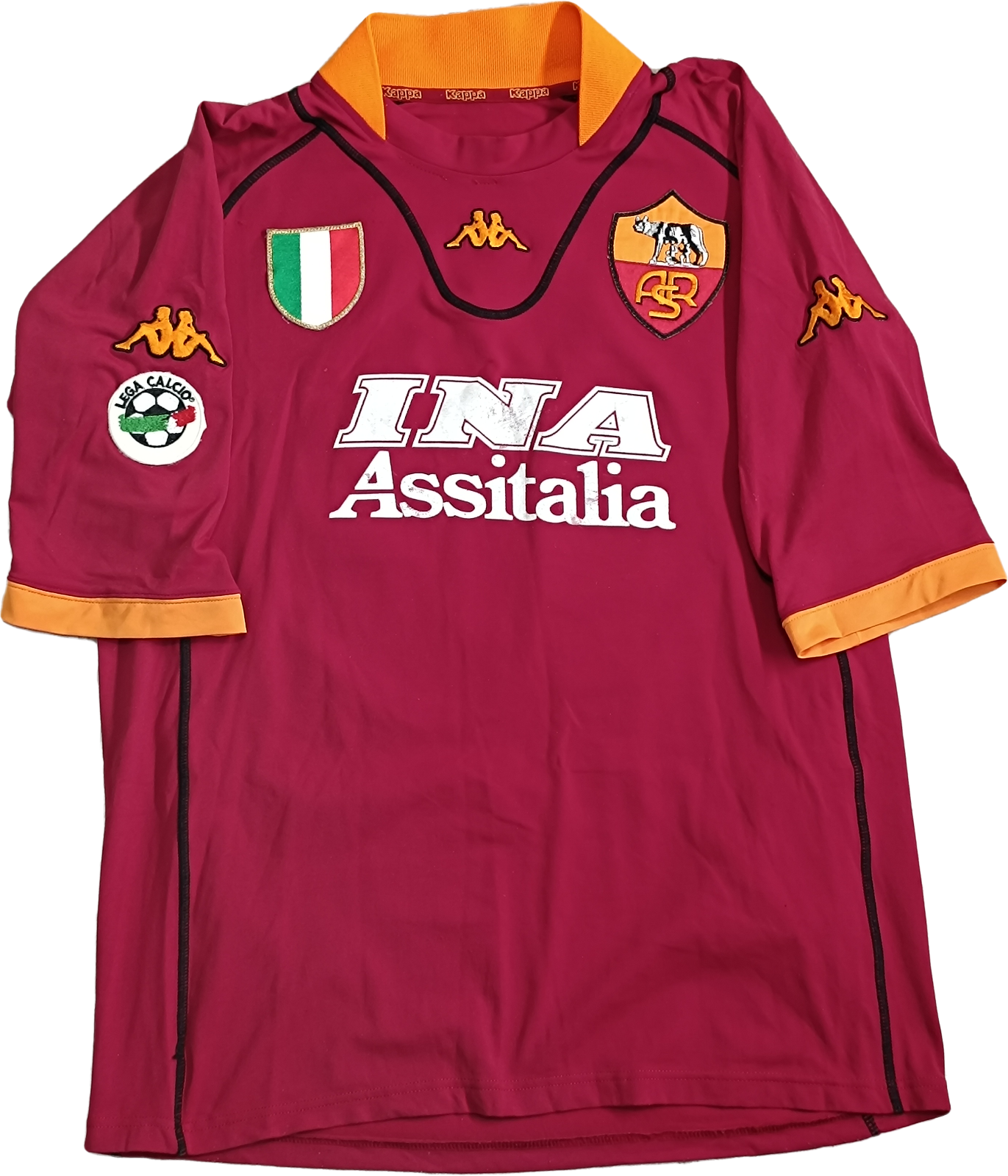 maglia calcio vintage AS Roma TOTTI 2001 2002 Kappa Ina ASSITALIA scudetto XL
