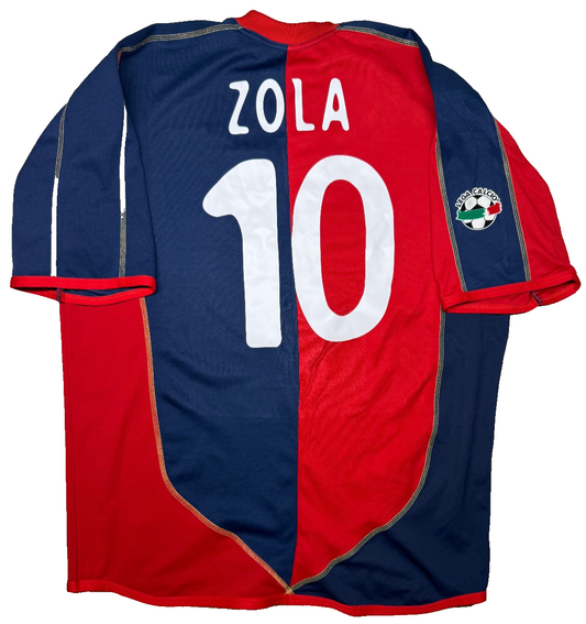 maglia calcio vintage Cagliari ZOLA #10 Line 2003 2004 L Terra Sarda