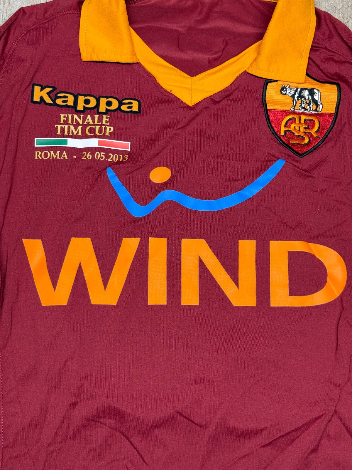 maglia calcio AS Roma vintage Totti Finale TIM CUP 26 Maggio 2013 Wind Home M