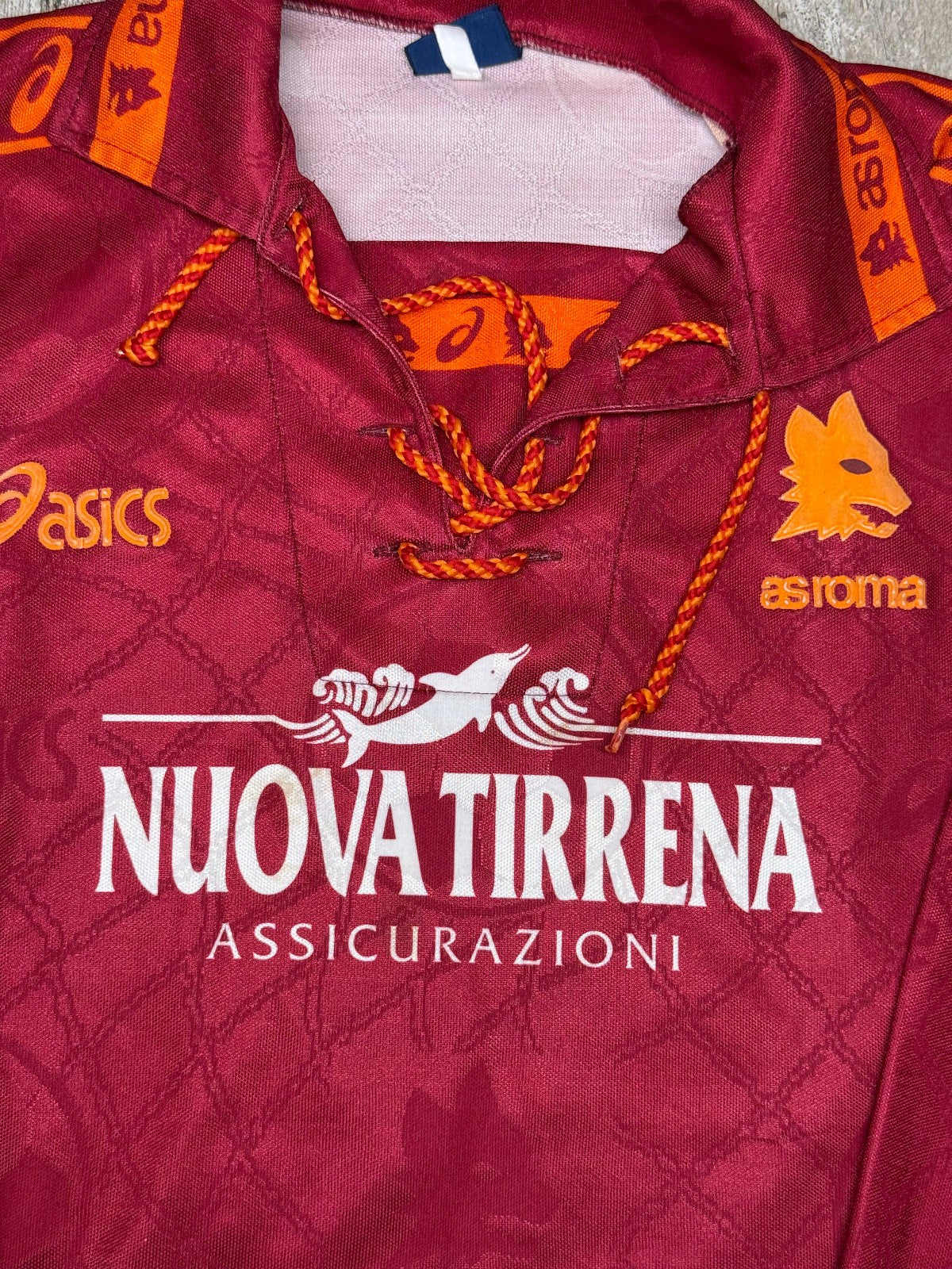 maglia calcio vintage AS Roma GIANNINI #10 Asics 1994 1995 Nuova Tirrena home S