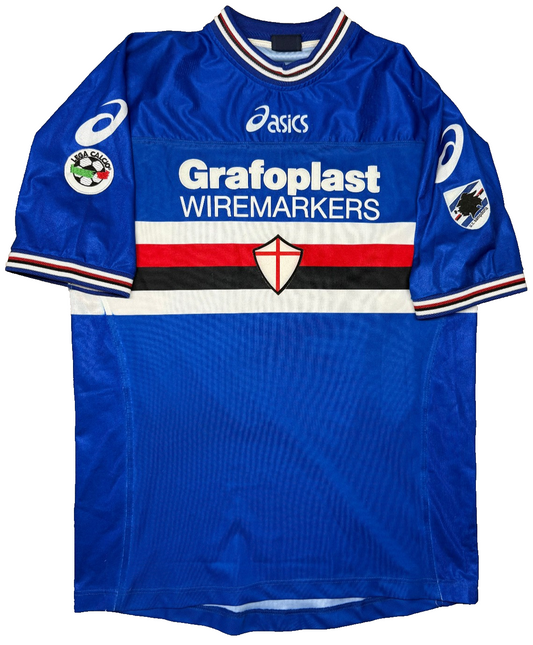 maglia calcio vintage Sampdoria FLACHI 2001 2002 L Asics shirt Grafoplast home