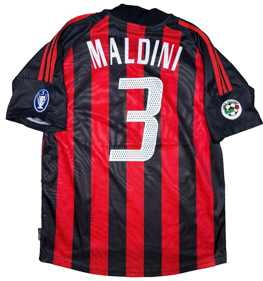 maglia calcio vintage AC Milan MALDINI Adidas 2002 2003 Opel Climalite XL