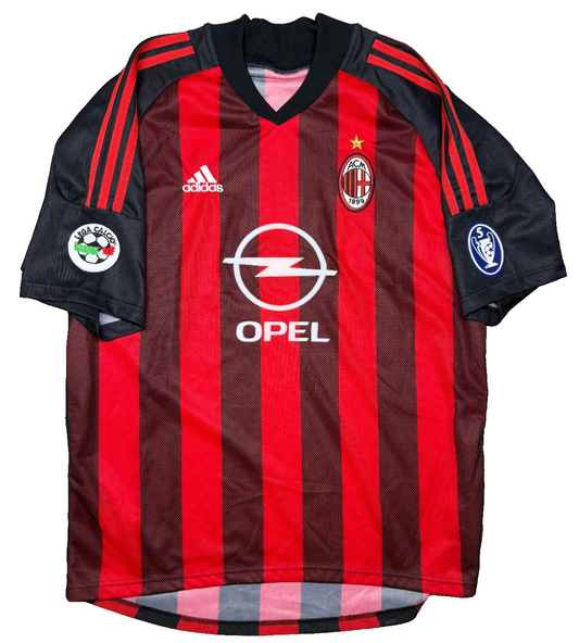maglia calcio vintage AC Milan MALDINI Adidas 2002 2003 Opel Climalite XL