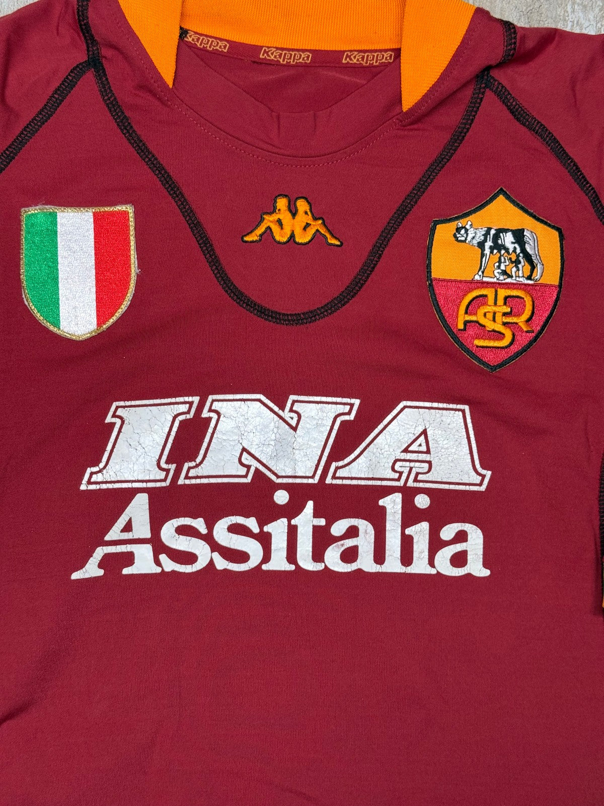 maglia calcio vintage AS Roma TOTTI 2001 2002 KAPPA Ina ASSITALIA scudetto XL