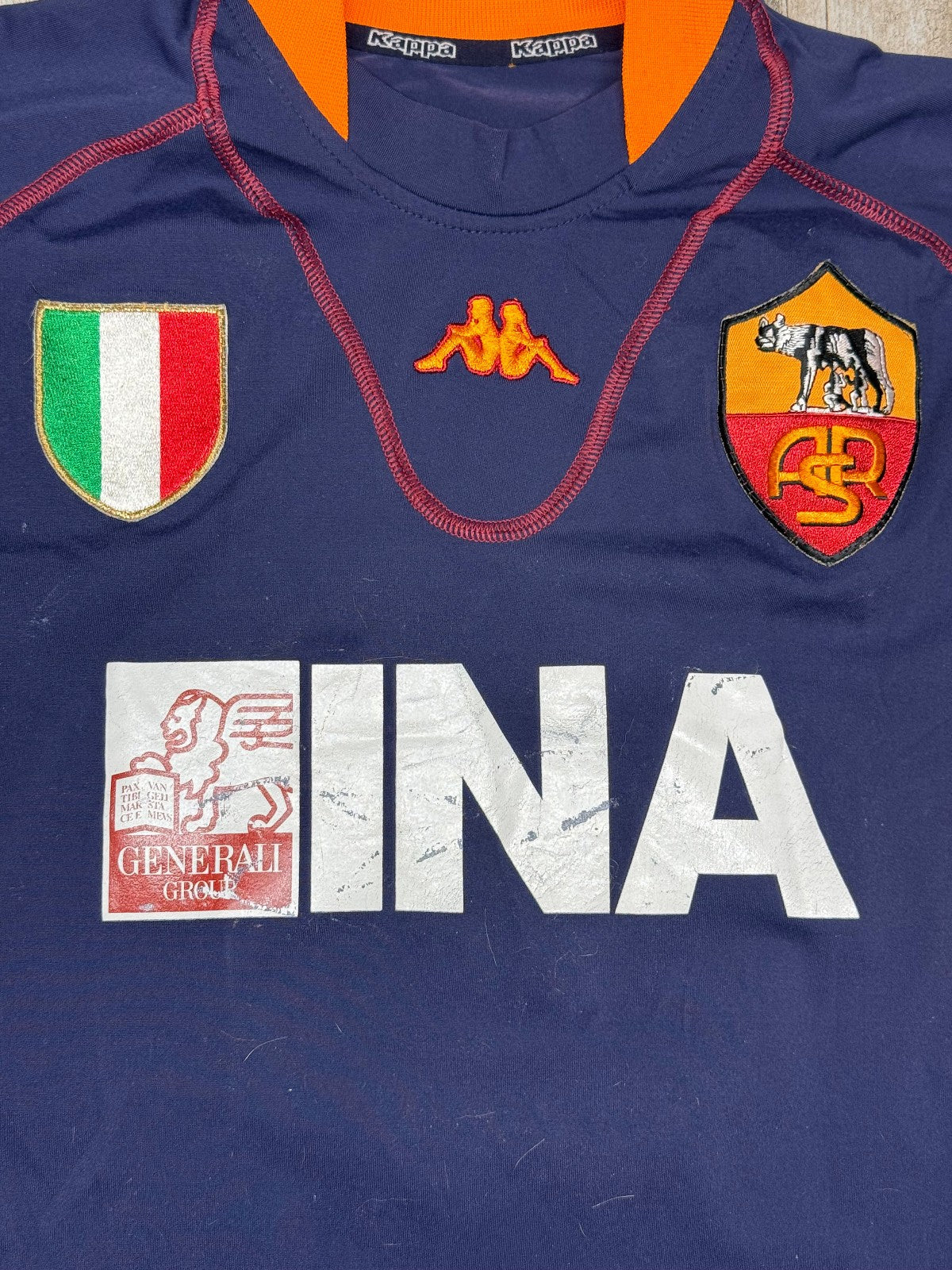 maglia calcio vintage AS Roma Montella 2001 2002 KAPPA Ina ASSITALIA scudetto