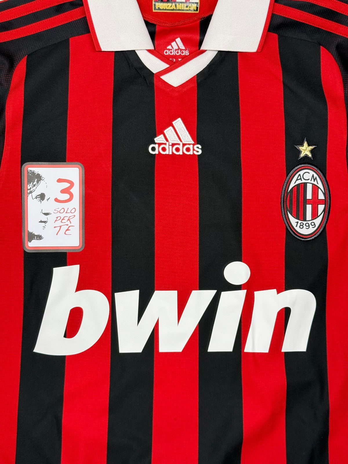 maglia calcio vintage AC Milan MALDINI 2008 2009 Bwin Adidas LAST GAME farewell