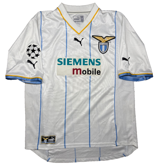 maglia calcio vintage SS Lazio UEFA Puma Siemens Mobile 2001 2002 MIHAJLOVIC XL