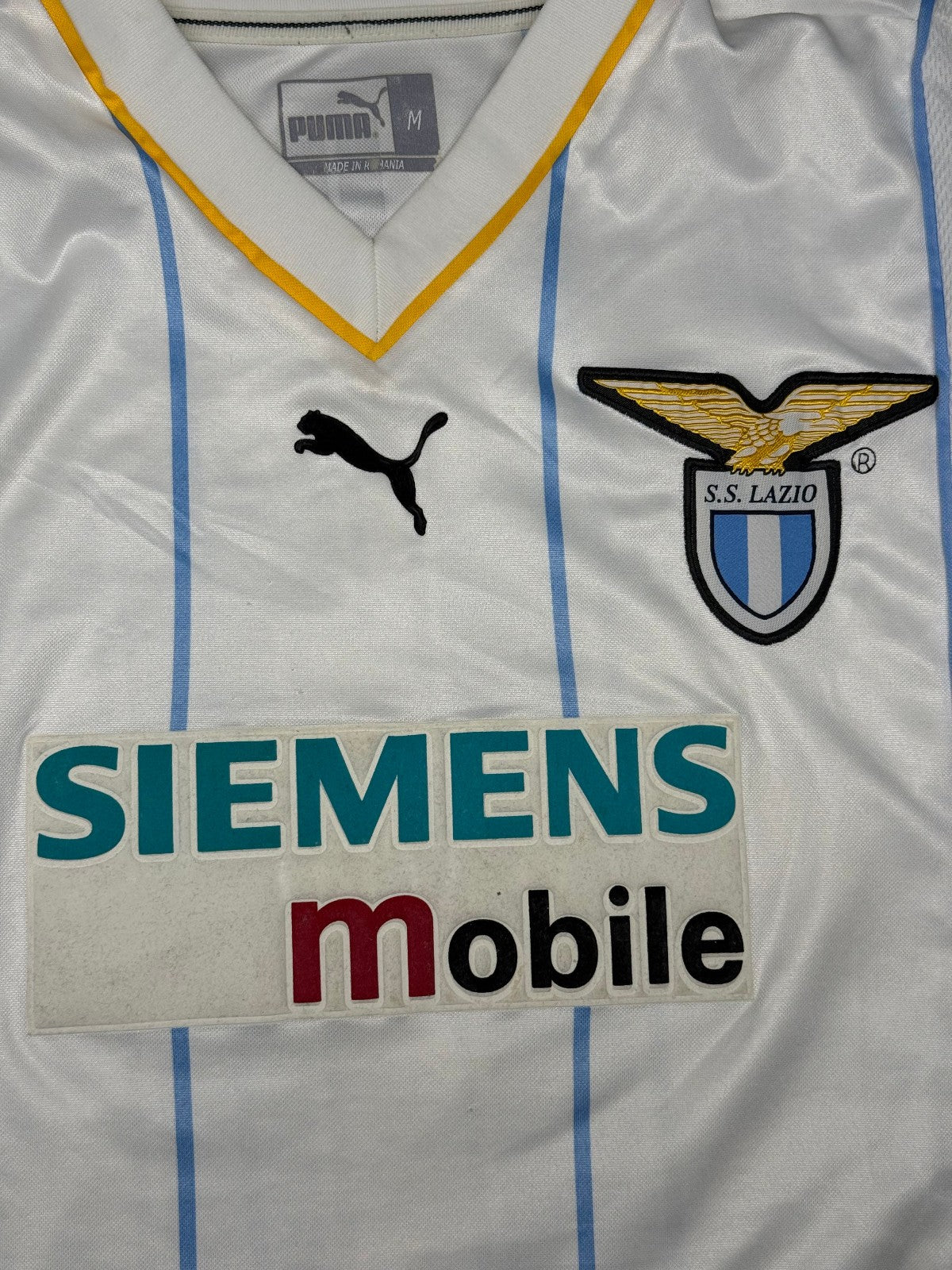 maglia calcio vintage SS Lazio UEFA Puma Siemens Mobile 2001 2002 MIHAJLOVIC XL