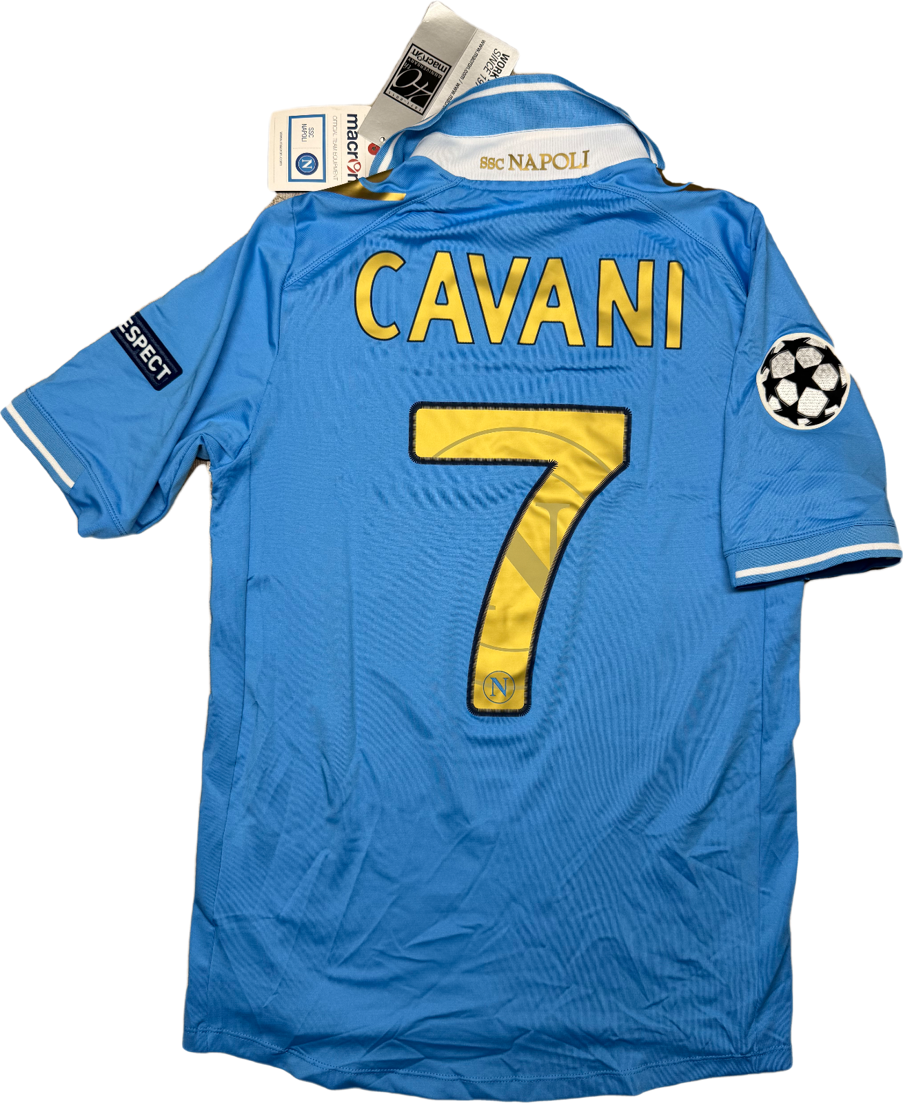 maglia calcio vintage Napoli CAVANI UEFA Champions 2011 2012 shirt Macron M Lete
