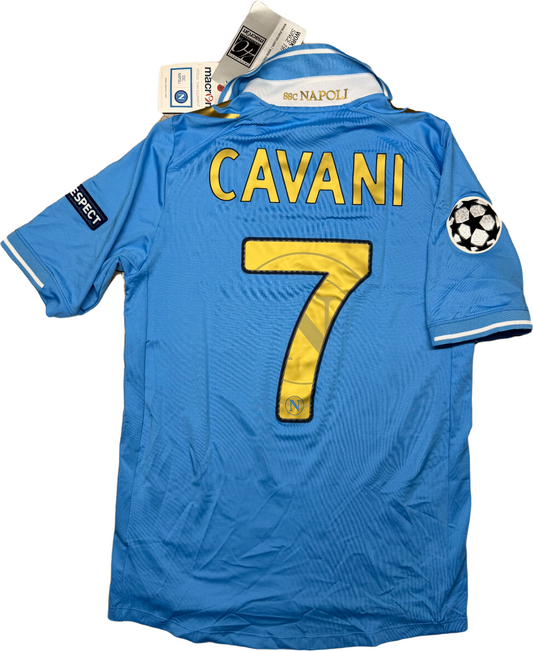 maglia calcio vintage Napoli CAVANI UEFA Champions 2011 2012 shirt Macron M Lete