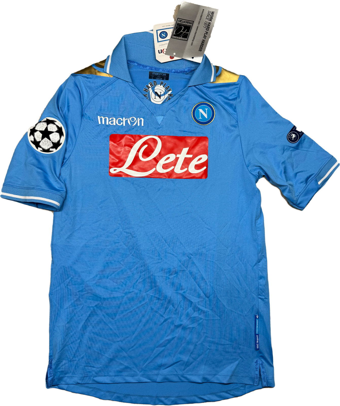 maglia calcio vintage Napoli CAVANI UEFA Champions 2011 2012 shirt Macron M Lete