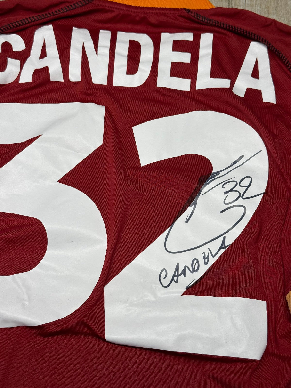 maglia calcio vintage AS Roma Candela #32 2001 2002 Kappa scudetto SIGNED proof