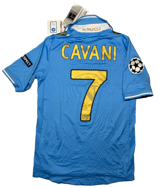 maglia calcio vintage Napoli CAVANI UEFA Champions 2011 2012 shirt Macron M Lete