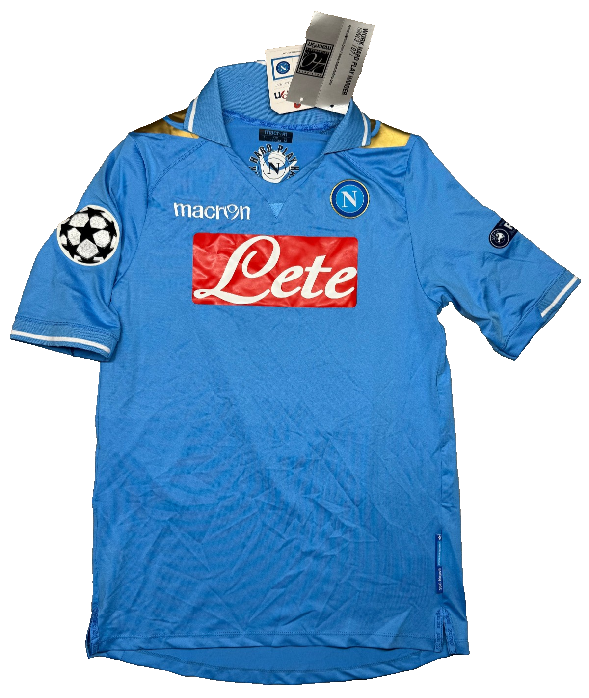 maglia calcio vintage Napoli CAVANI UEFA Champions 2011 2012 shirt Macron M Lete