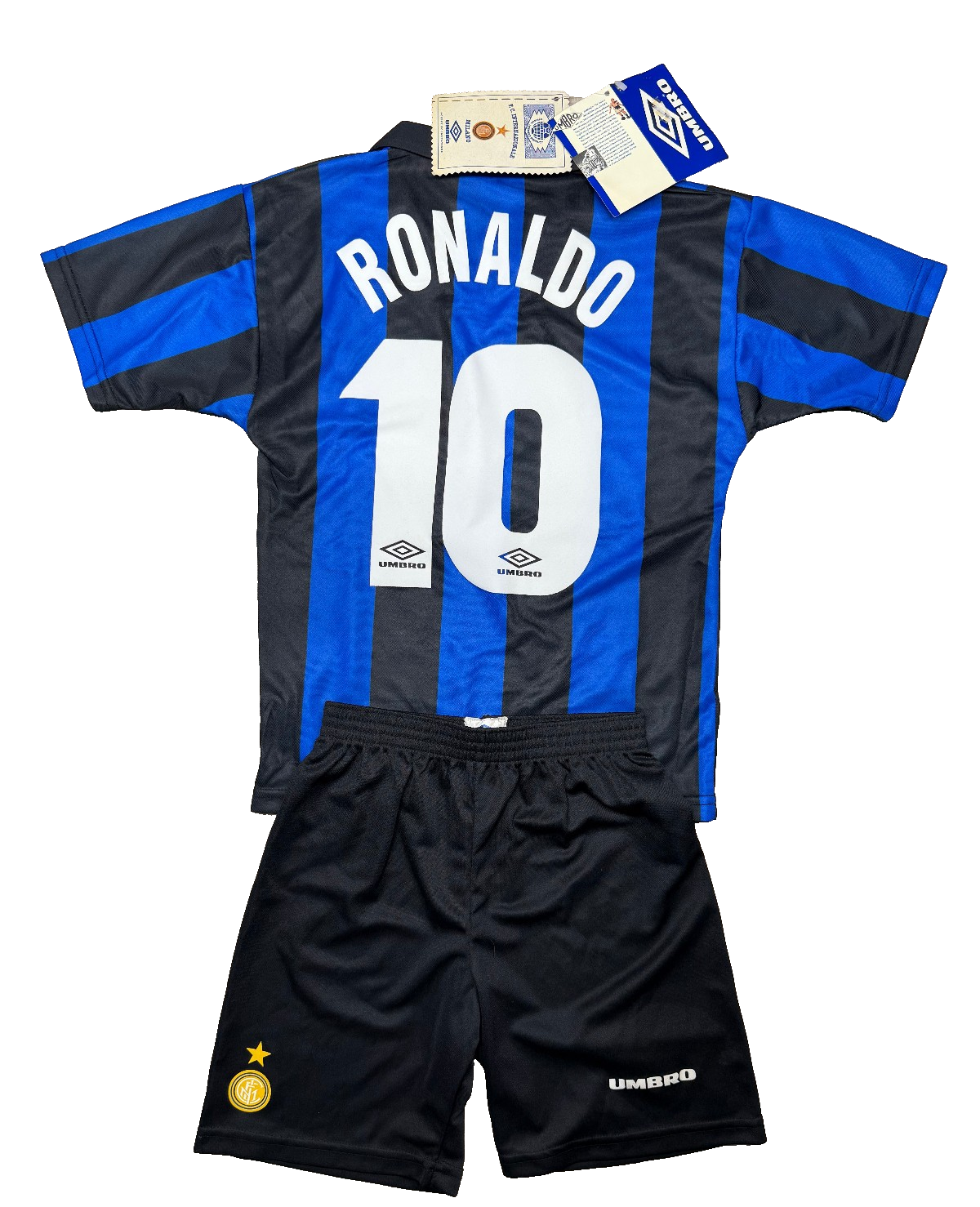 maglia calcio vintage FC Inter Ronaldo Umbro 1997 1998 Pirelli 134cm boys