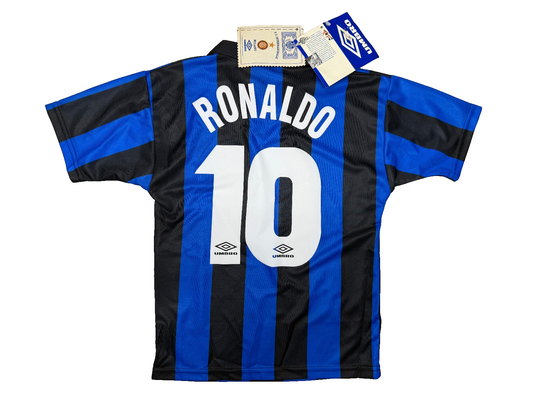 maglia calcio vintage FC Inter Ronaldo Umbro 1997 1998 Pirelli 134cm boys