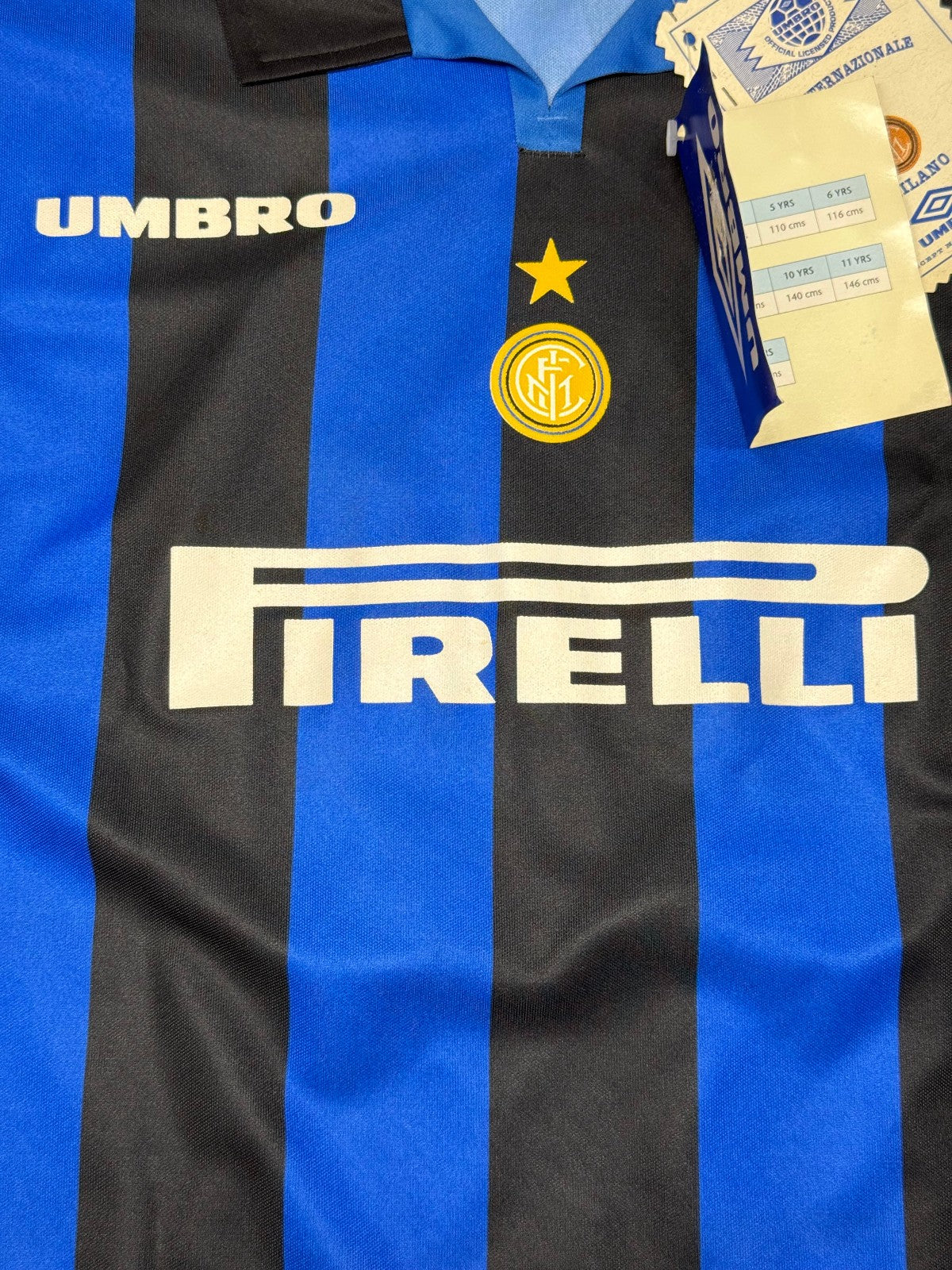 maglia calcio vintage FC Inter Ronaldo Umbro 1997 1998 Pirelli 134cm boys