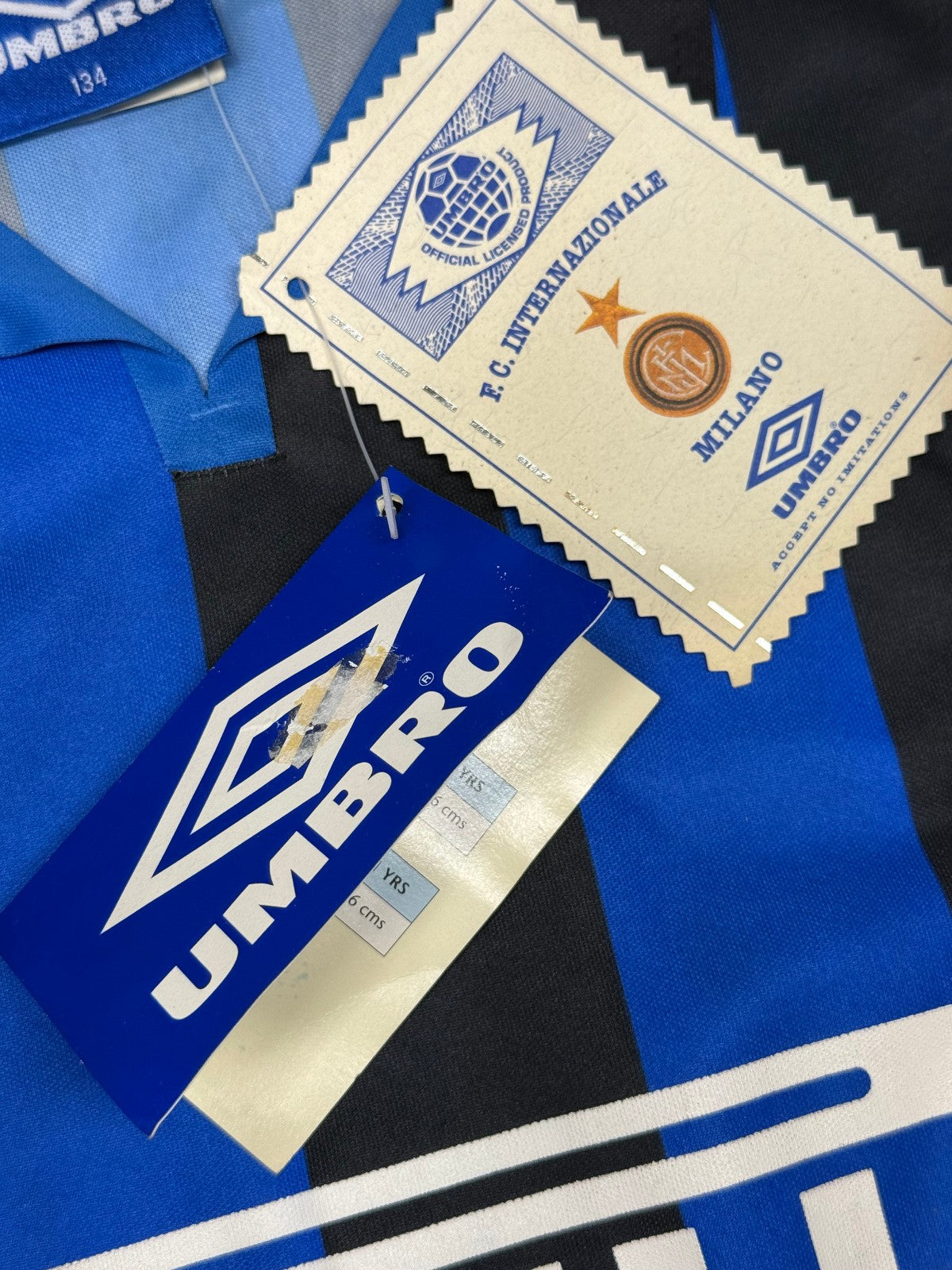 maglia calcio vintage FC Inter Ronaldo Umbro 1997 1998 Pirelli 134cm boys