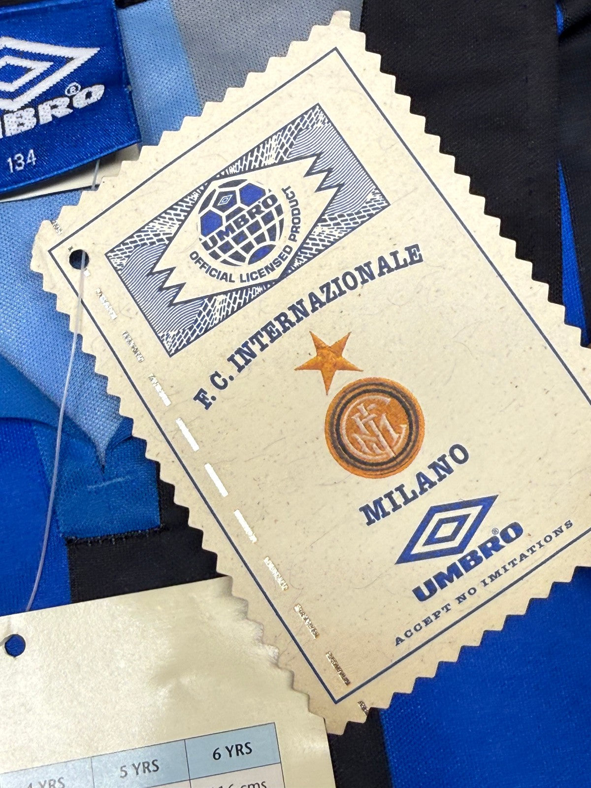 maglia calcio vintage FC Inter Ronaldo Umbro 1997 1998 Pirelli 134cm boys