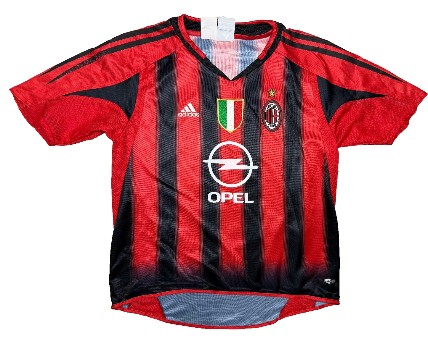 maglia calcio vintage AC Milan Maldini Adidas 2004 2005 Opel Climacool XS